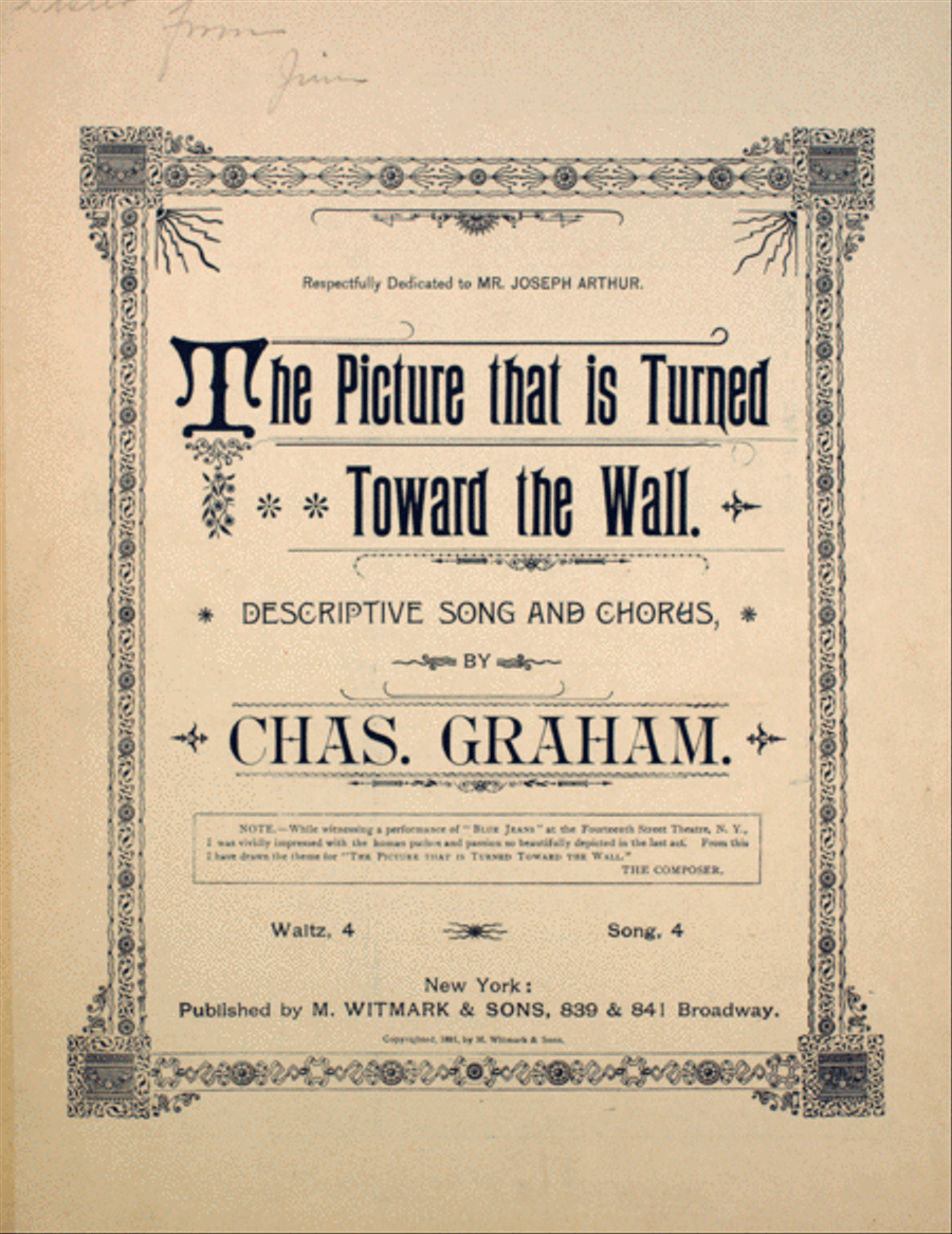 The Picture That is Turned Toward the Wall. Descriptive Song and Chorus Choir scores gallery preview page 1