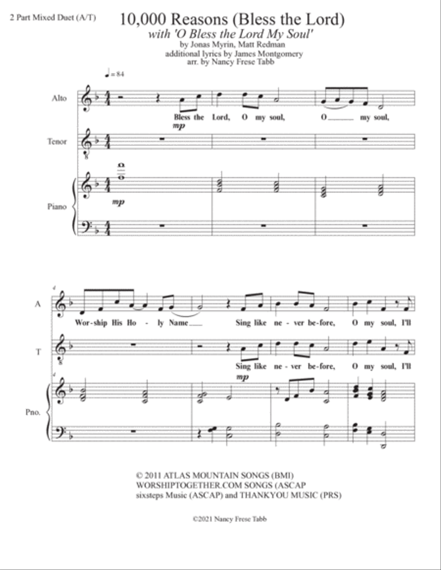 10,000 Reasons (bless The Lord) Tenor Voice scores gallery preview page 2