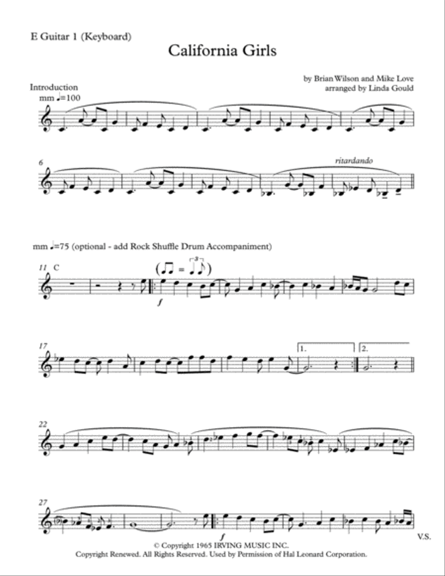 California Girls Piano scores gallery preview page 1