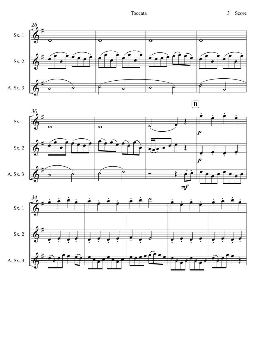 Holst - Toccata (Newburn Lads) set for Saxophone Trio Woodwind Trio scores gallery preview page 4