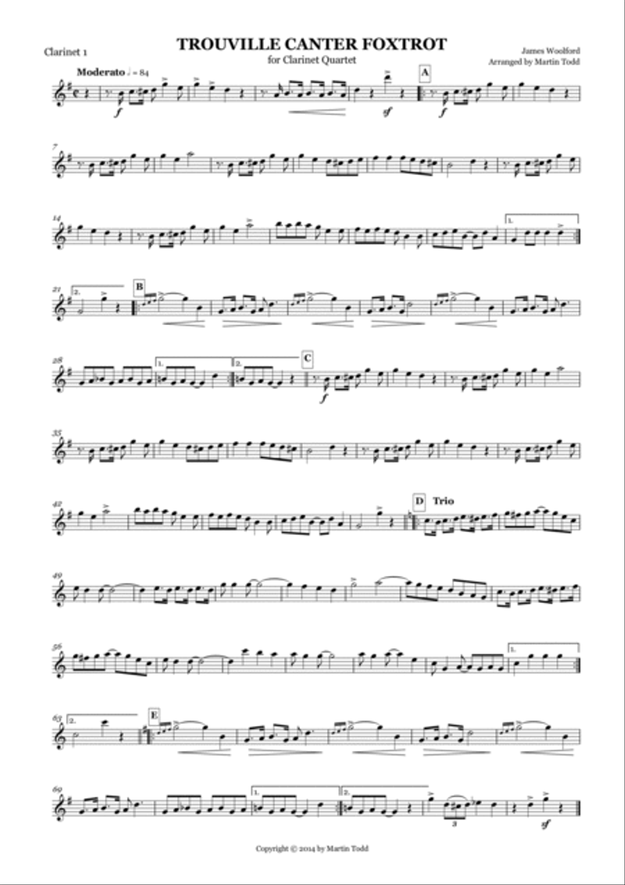 Trouville Canter Foxtrot for Clarinet Quartet Clarinet Quartet scores gallery preview page 4