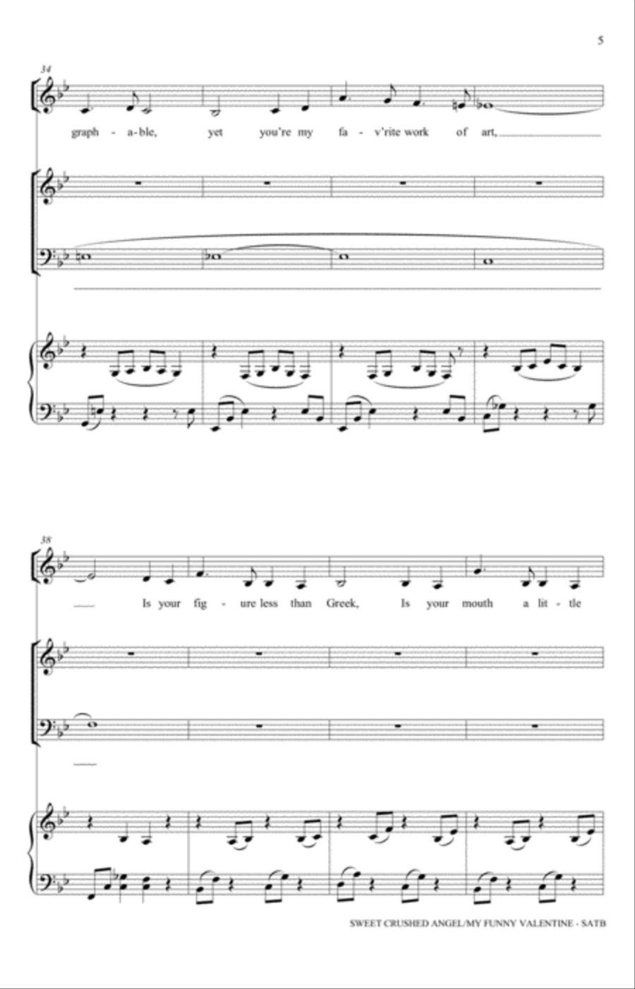 Sweet Crushed Angel/My Funny Valentine (arr. Craig Hella Johnson) 4-Part scores gallery preview page 5
