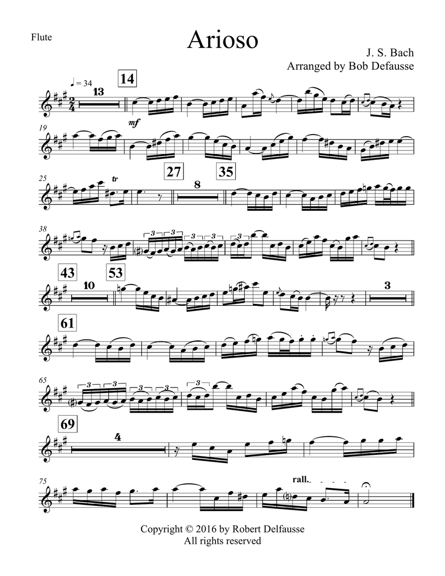 Arioso from Bach's Cantata BWV 156, arranged for piccolo trumpet, cello, and organ Small Ensemble scores gallery preview page 6