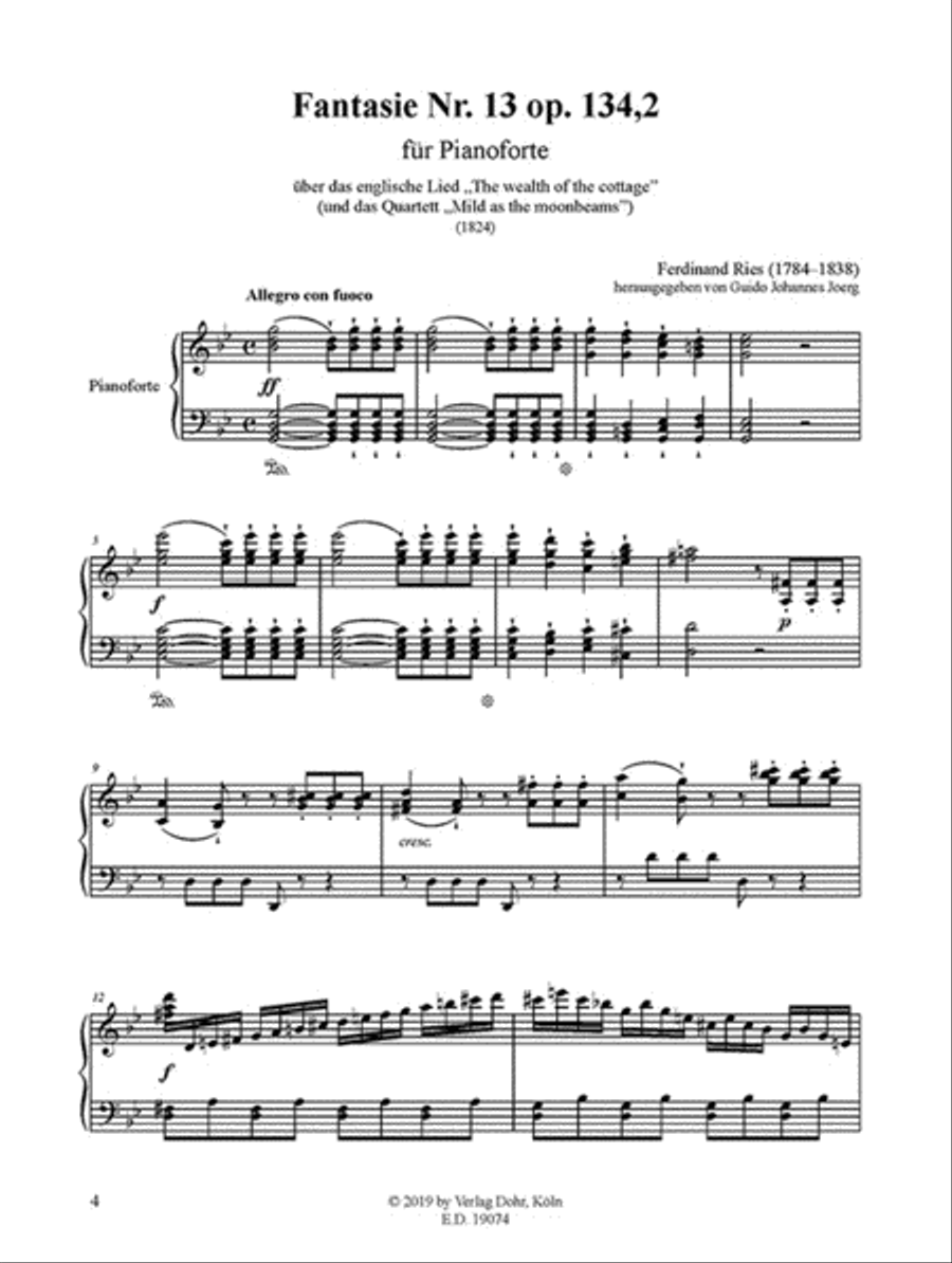 Fantasie Nr. 13 für Klavier op. 134,2 (1824) (über das englische Lied 