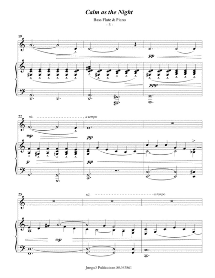 Bohm: Calm as the Night for Bass Flute & Piano Flute Solo scores gallery preview page 3