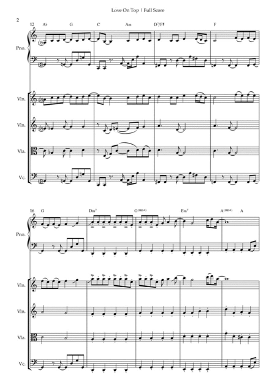 Love On Top Piano Quintet scores gallery preview page 2