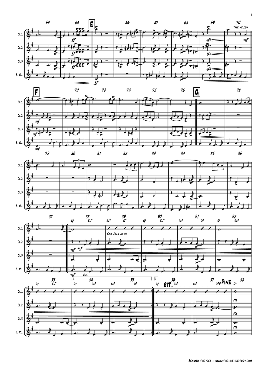 Beyond The Sea Woodwind Quartet scores gallery preview page 3