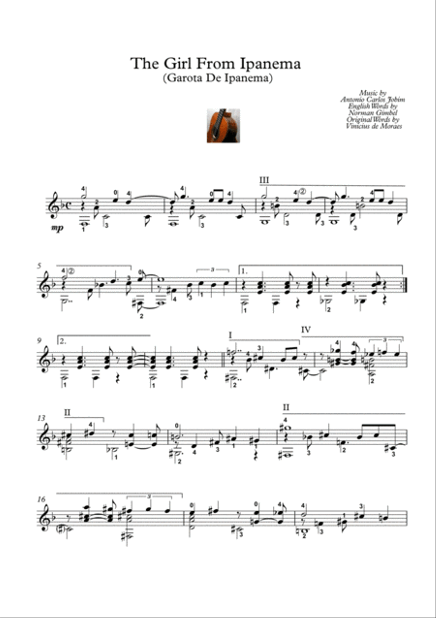 The Girl From Ipanema (Garota De Ipanema) Electric Guitar scores gallery preview page 1