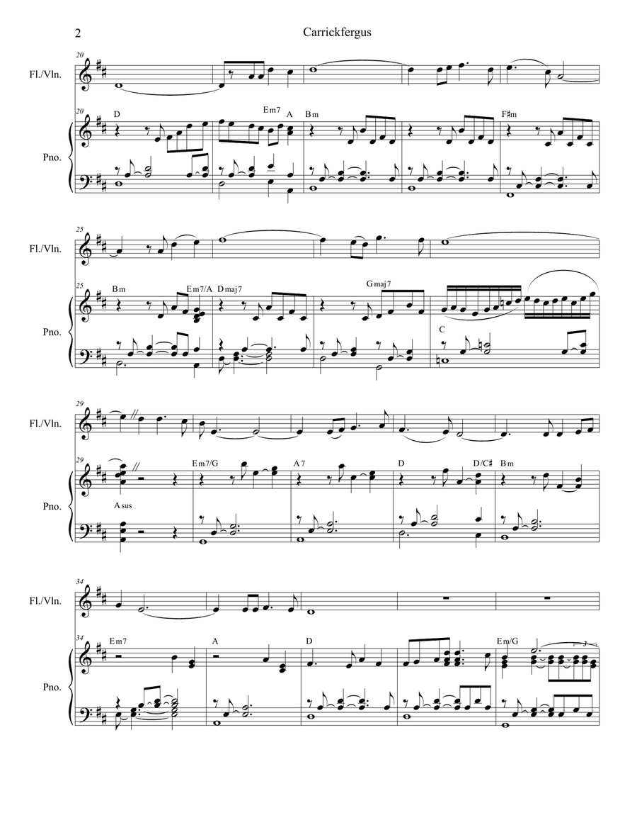 Carrickfergus (for Flute or Violin solo and Piano) Carrickfergus (for Flute or Violin solo and Piano) Flute scores gallery preview page 3