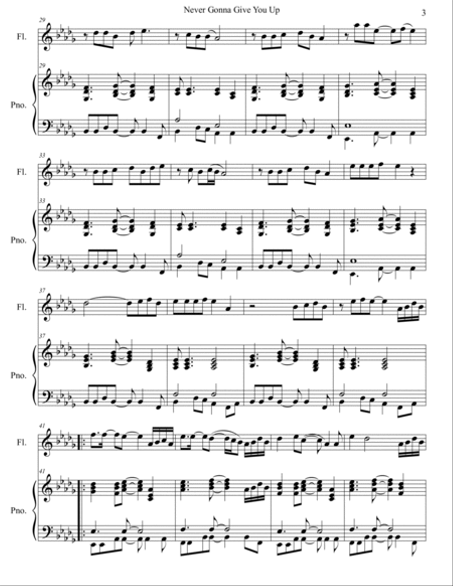 Never Gonna Give You Up Flute Solo scores gallery preview page 4