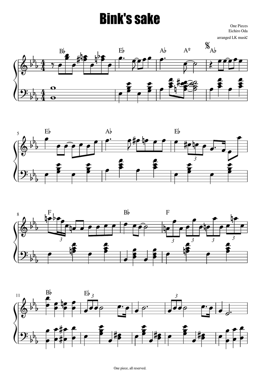 Bink's sake Piano Solo scores gallery preview page 1