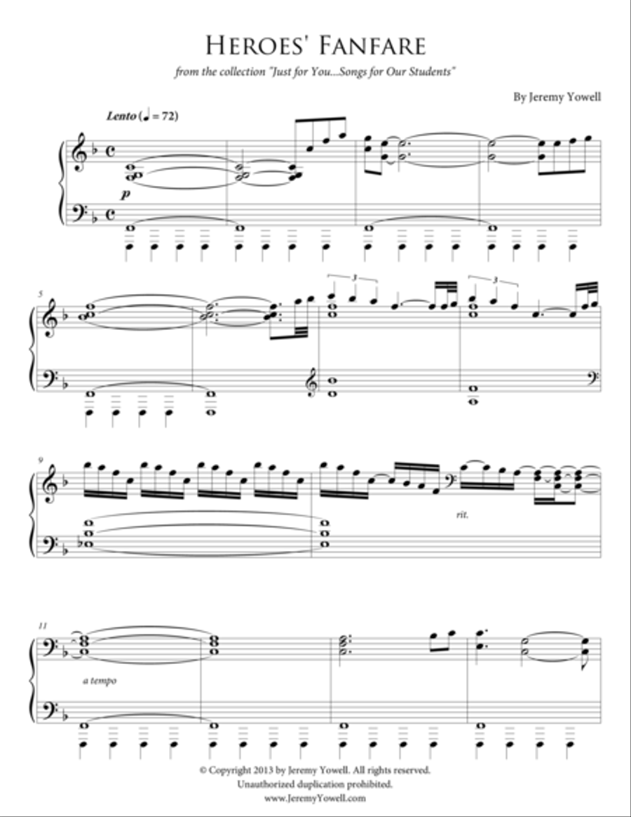 Heroes' Fanfare Piano Solo scores gallery preview page 1