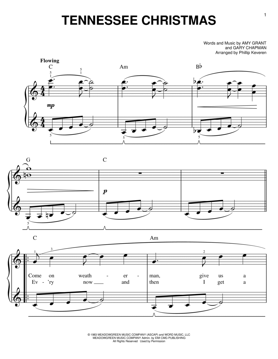 Tennessee Christmas (arr. Phillip Keveren) Easy Piano scores gallery preview page 1