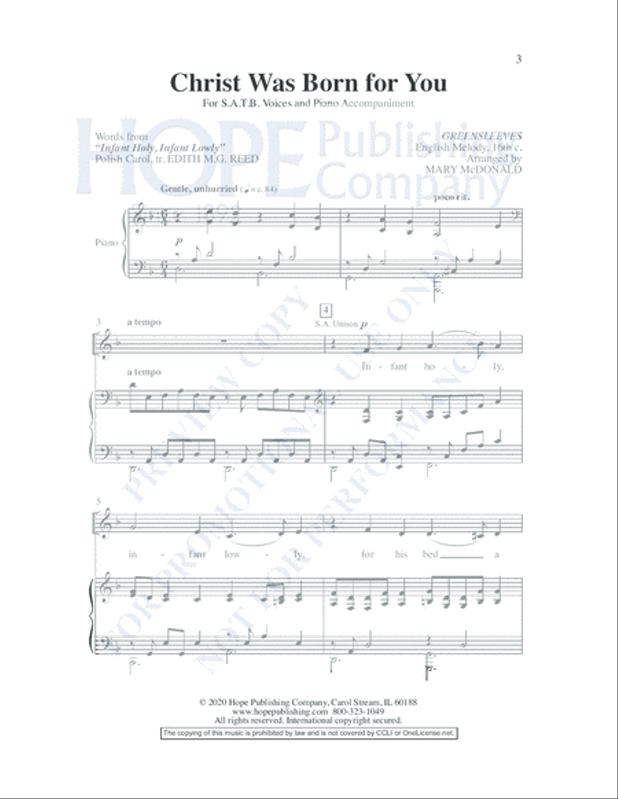 Christ Was Born for You Christ Was Born for You 4-Part scores gallery preview page 4