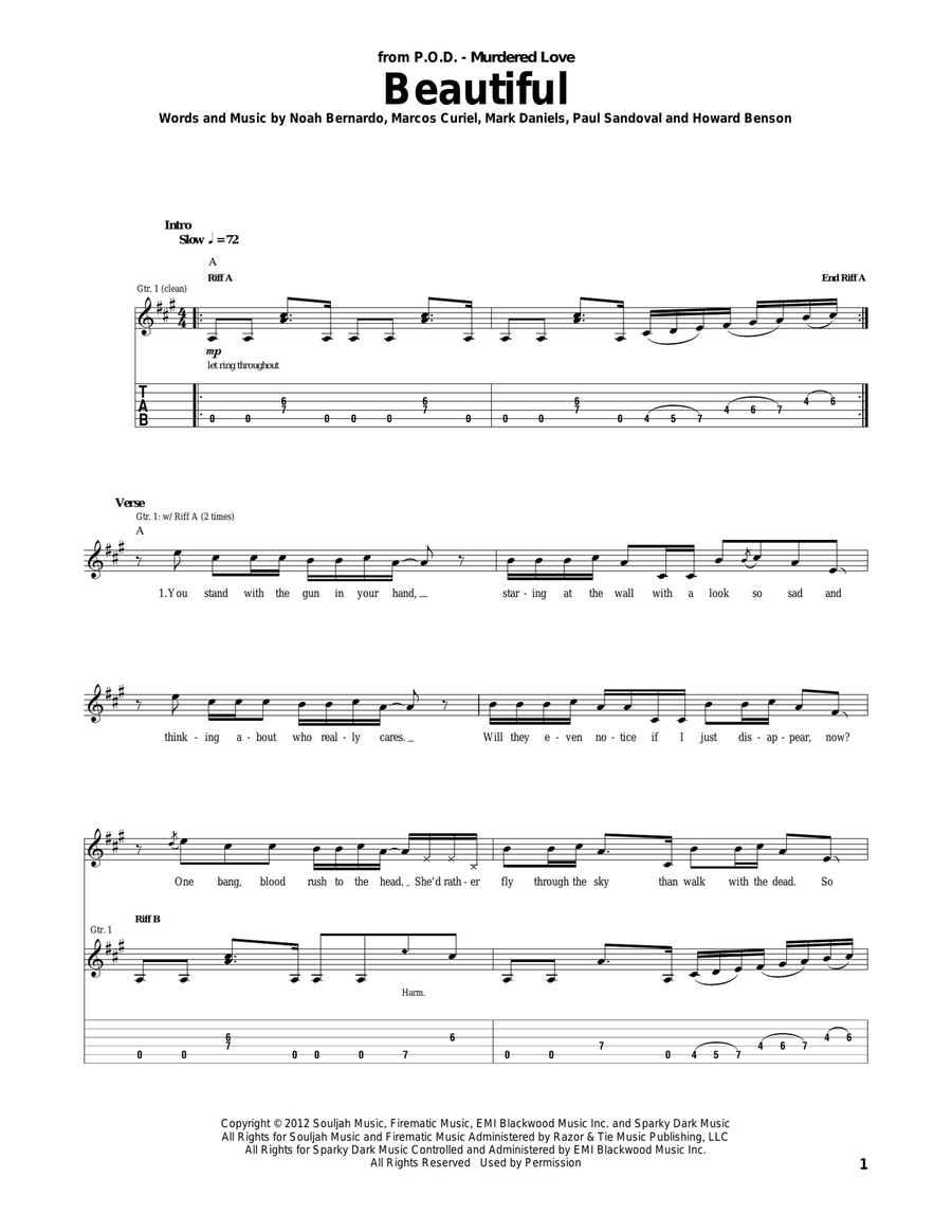 Beautiful Acoustic Guitar scores gallery preview page 1