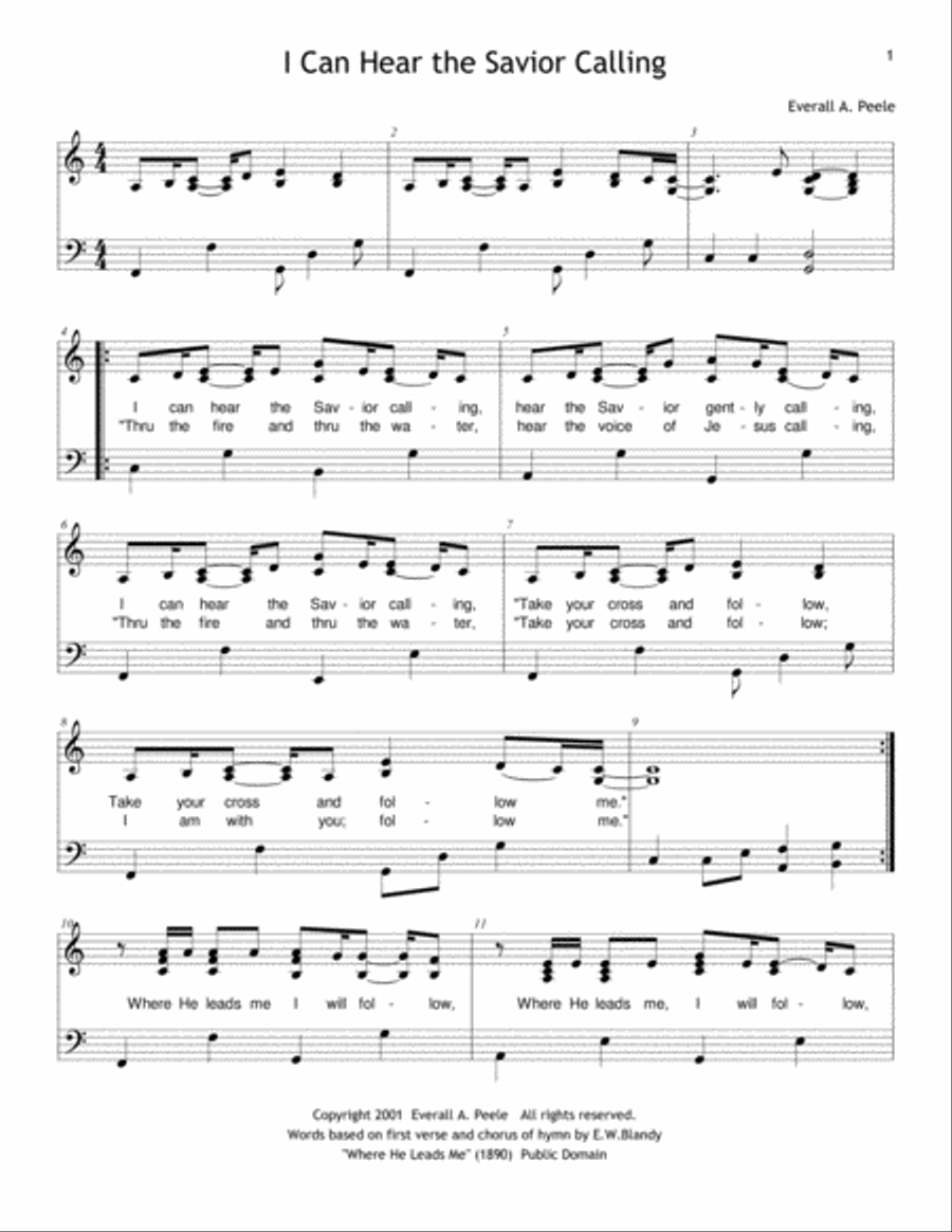 I Can Hear the Savior Calling Voice scores gallery preview page 1