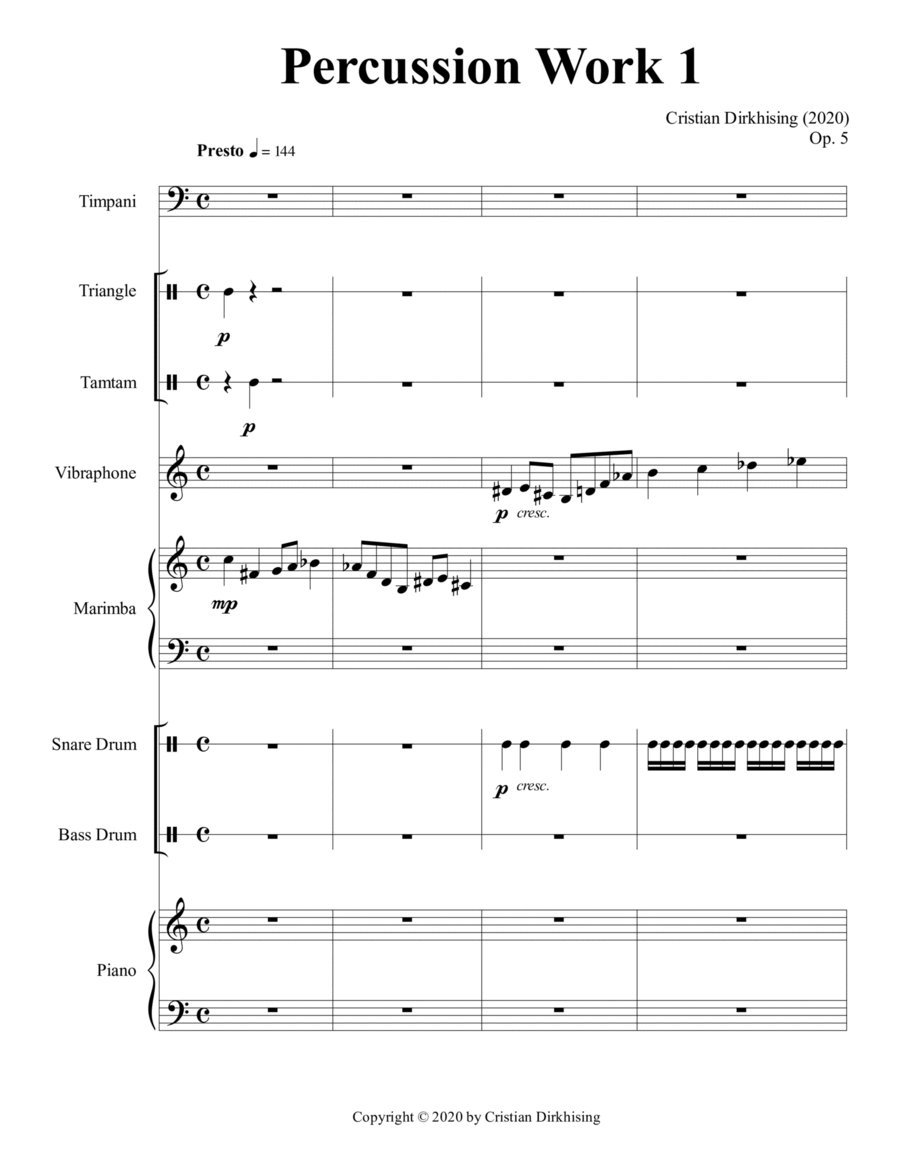 Percussion Work 1, Op. 5 Small Ensemble scores gallery preview page 1