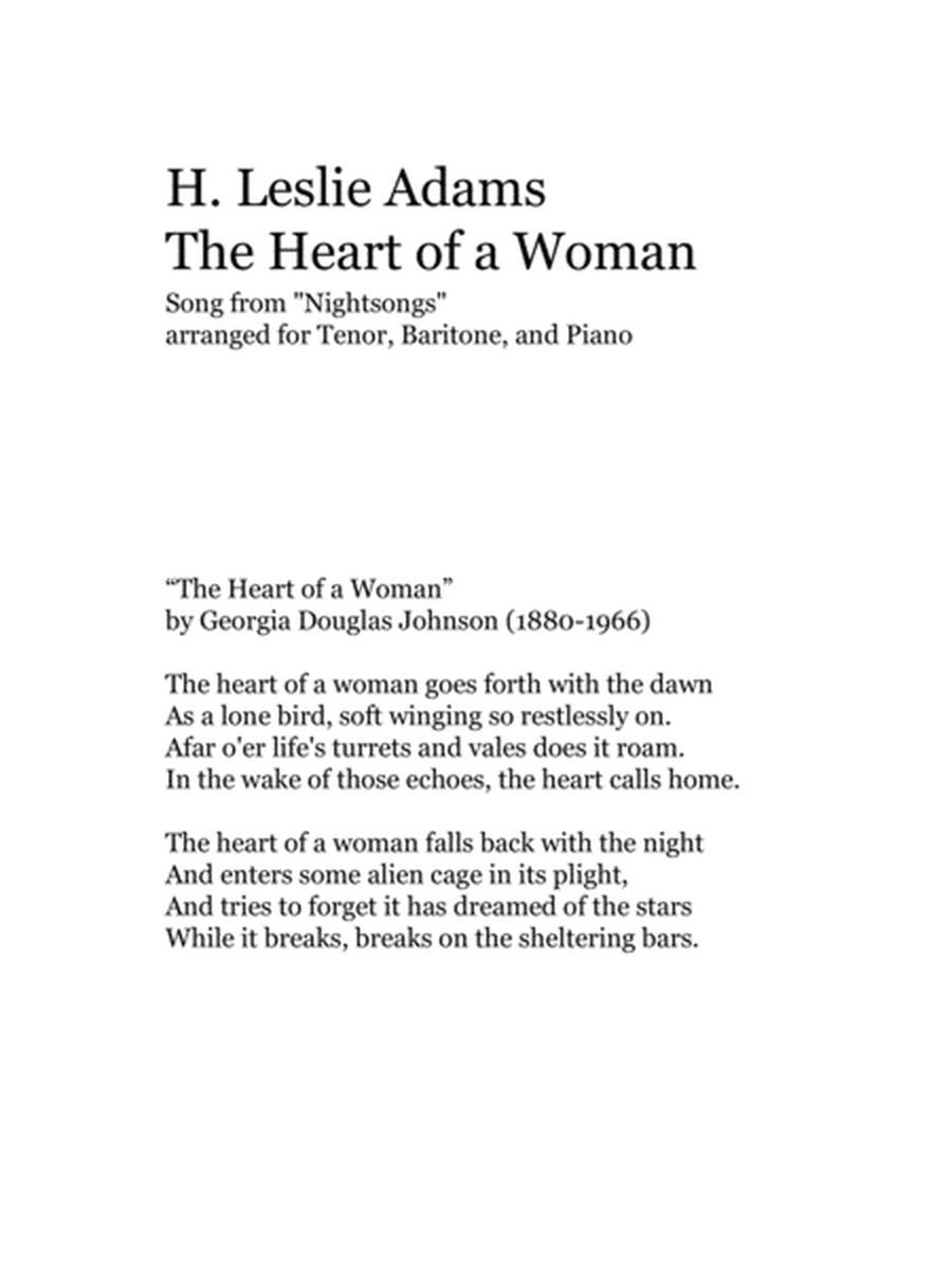 [Adams] The Heart of a Woman (from Nightsongs, Duet Arrangement)