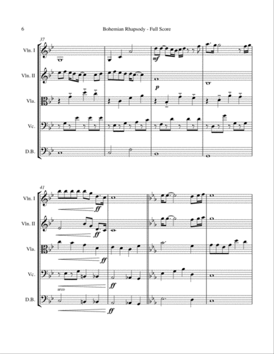 Bohemian Rhapsody String Quintet scores gallery preview page 6
