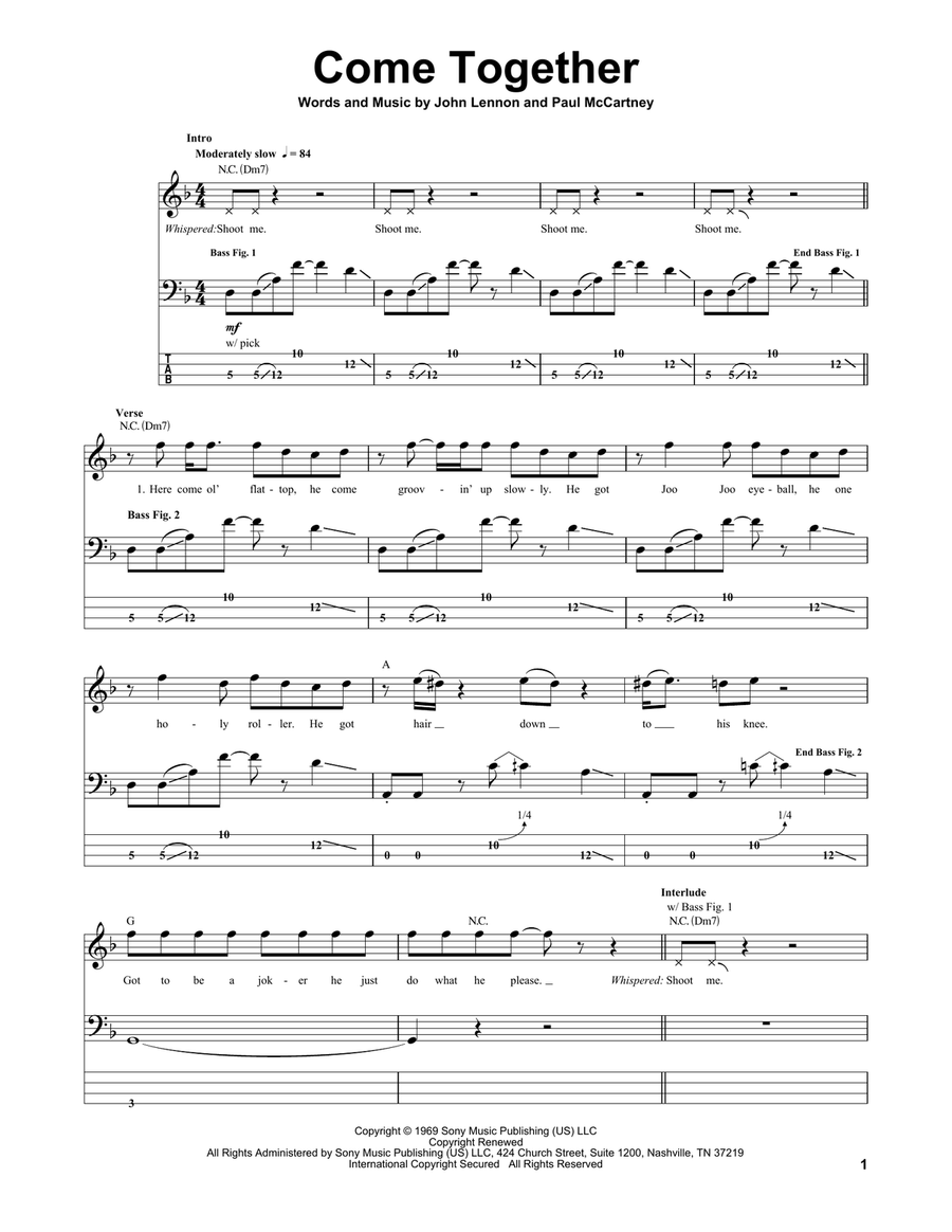 Come Together Acoustic Guitar scores gallery preview page 1