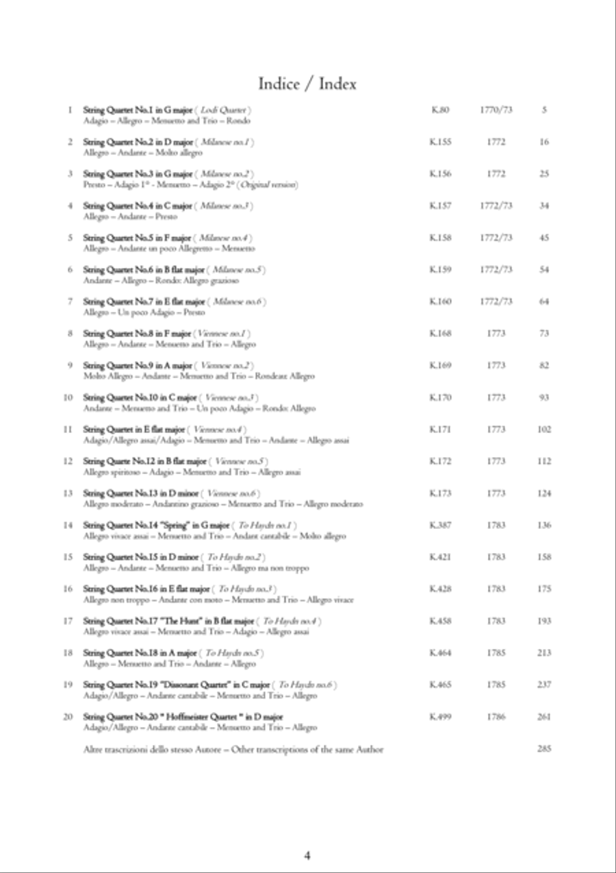 Mozart - 20 String Quartets - Piano Version Cello scores gallery preview page 4