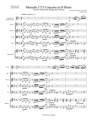 Book cover for Marcello Oboe Concerto in C Minor for Clarinet or Soprano Sax