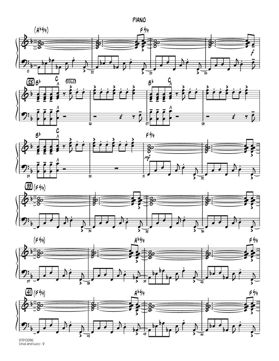 Linus and Lucy (arr. John Berry) - Piano Jazz Ensemble scores gallery preview page 2