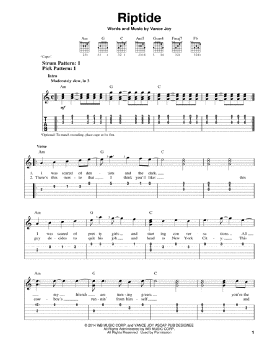 Riptide Acoustic Guitar scores gallery preview page 1
