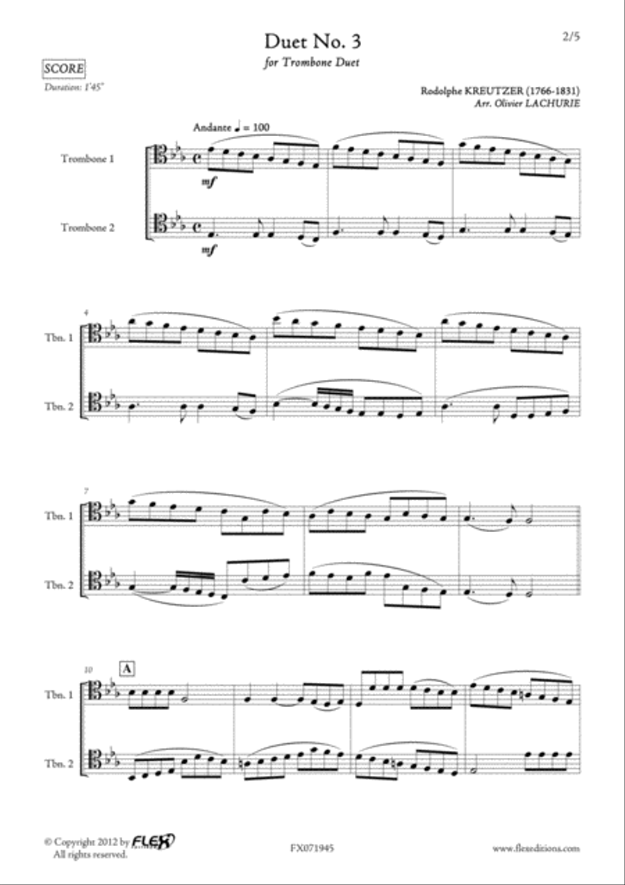Duet No. 3 Trombone Duet scores gallery preview page 2
