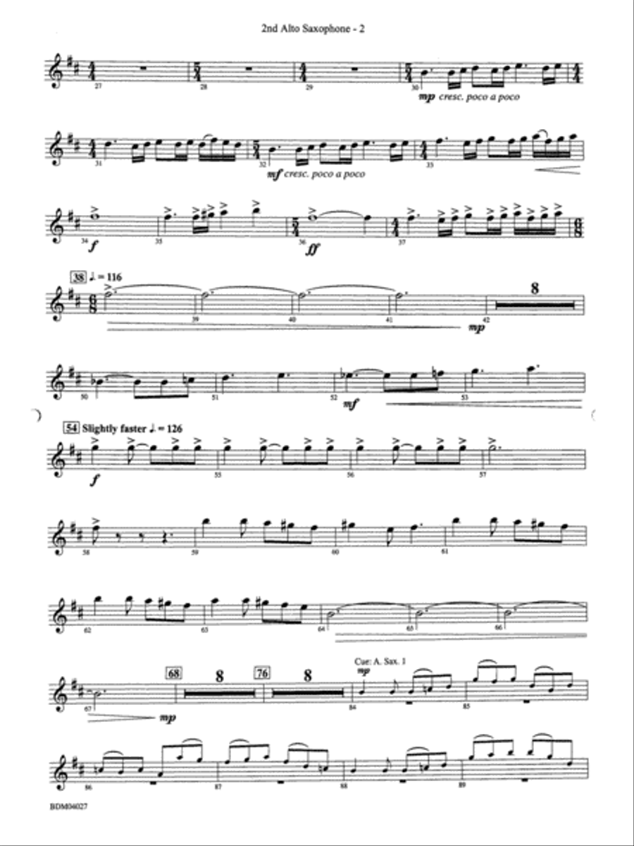 Tir Na Nog (A Celtic Legend): 2nd E-flat Alto Saxophone Concert Band scores gallery preview page 2