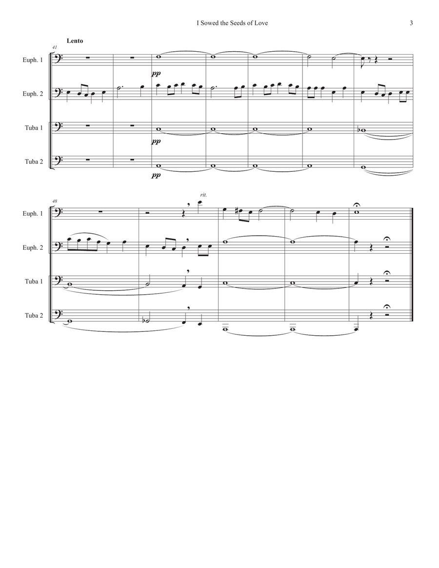 I Sowed the Seeds of Love Brass Quartet scores gallery preview page 3