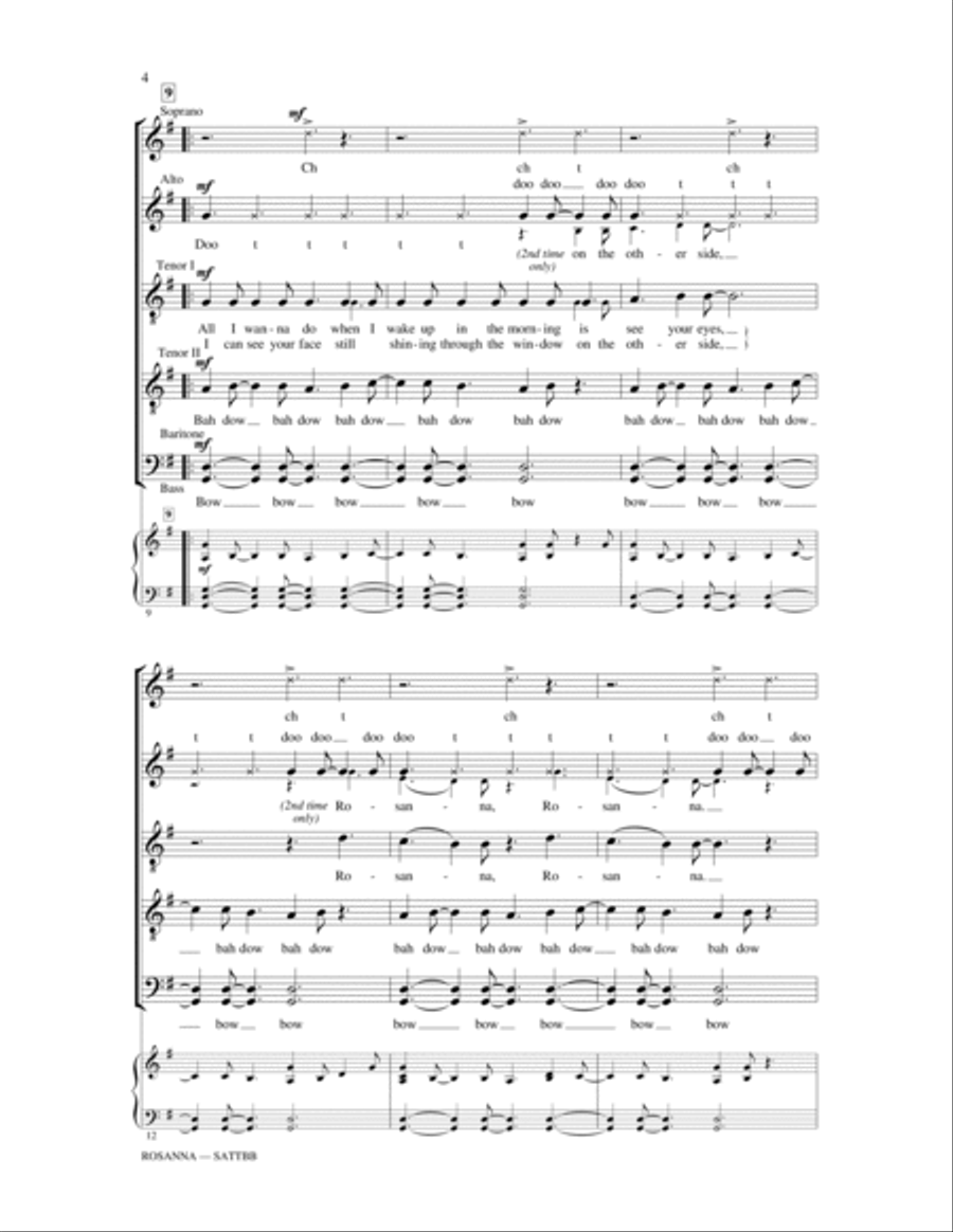 Rosanna (arr. David Lawson) 4-Part scores gallery preview page 3