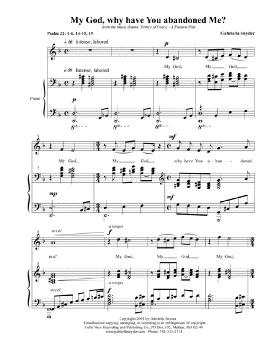 My God, why have you abandoned me? Psalm 22 Tenor Voice scores gallery preview page 1