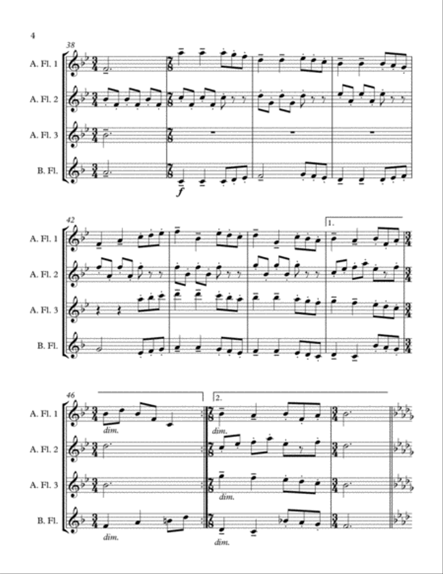 Scherzo for Low Flutes Scherzo for Low Flutes Woodwind Quartet scores gallery preview page 4