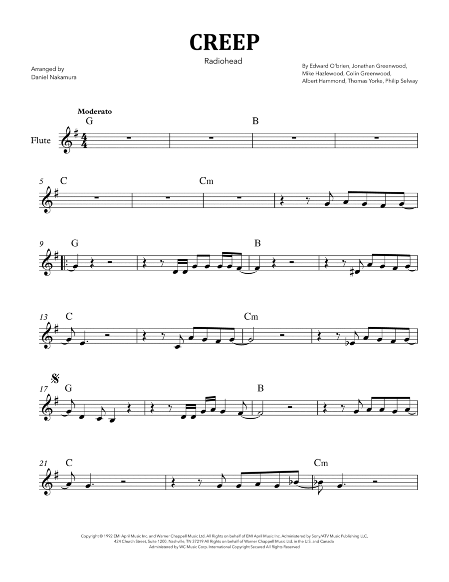 Creep Piano scores gallery preview page 1