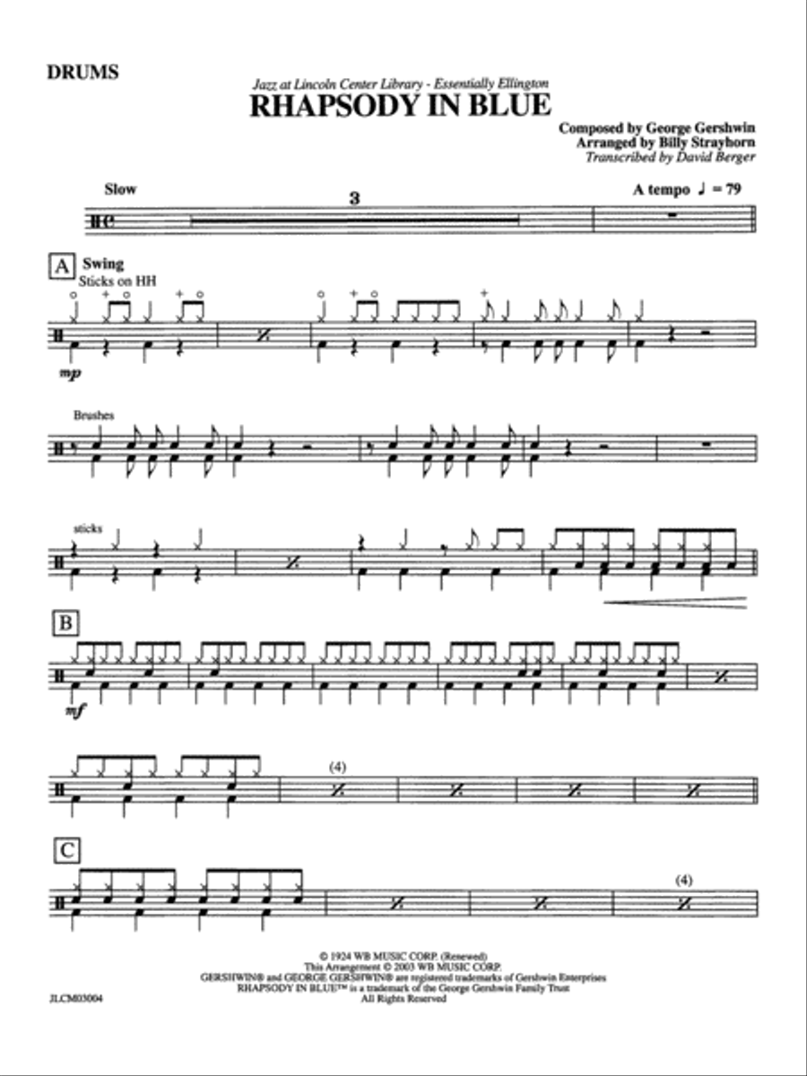 Rhapsody in Blue: Drums Jazz Ensemble scores gallery preview page 1