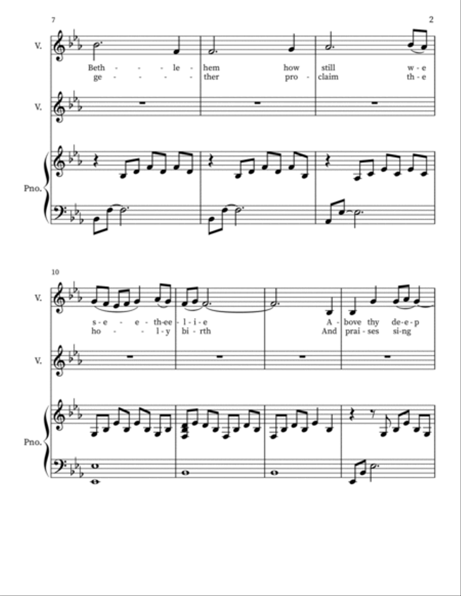 O Little Town Of Bethlehem Easy Piano scores gallery preview page 3
