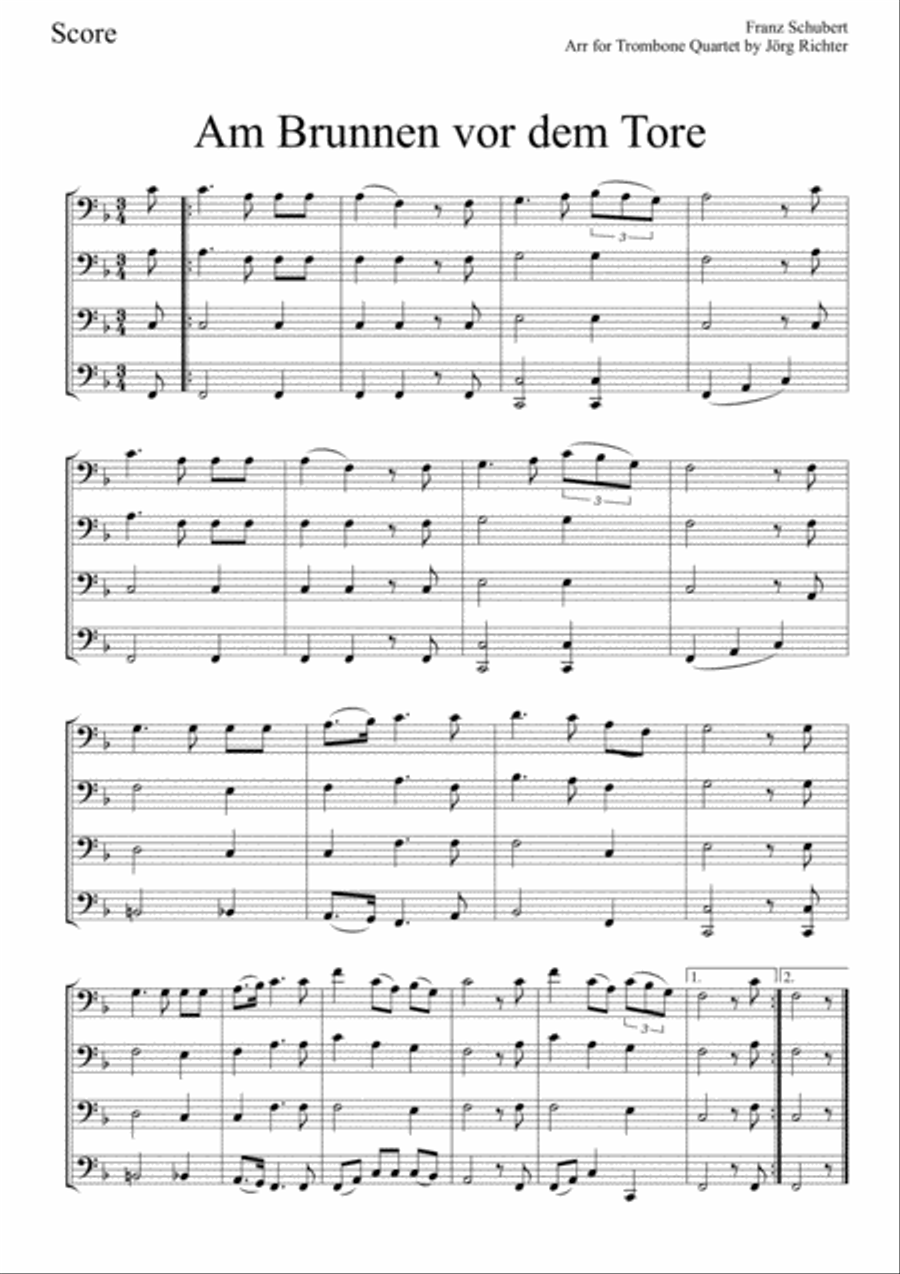 19 traditional German songs for Trombone Quartet Brass Quartet scores gallery preview page 5