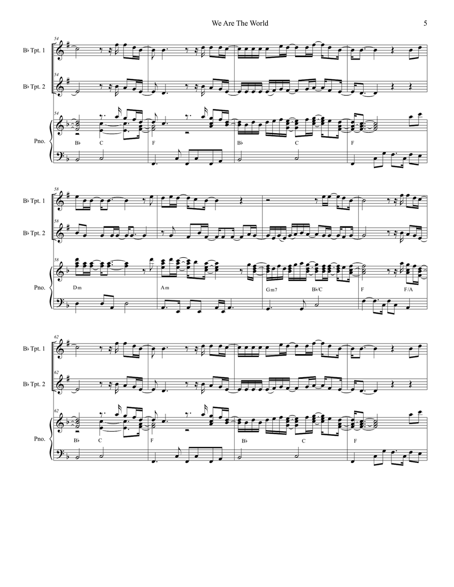 We Are The World We Are The World Trumpet Duet scores gallery preview page 5