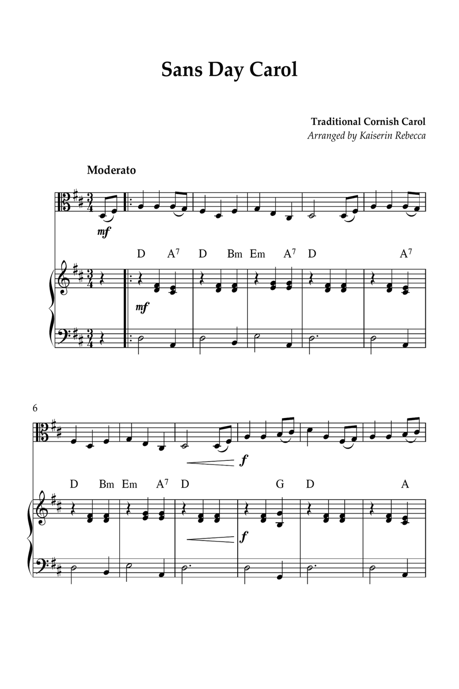 Sans Day Carol Viola scores gallery preview page 1