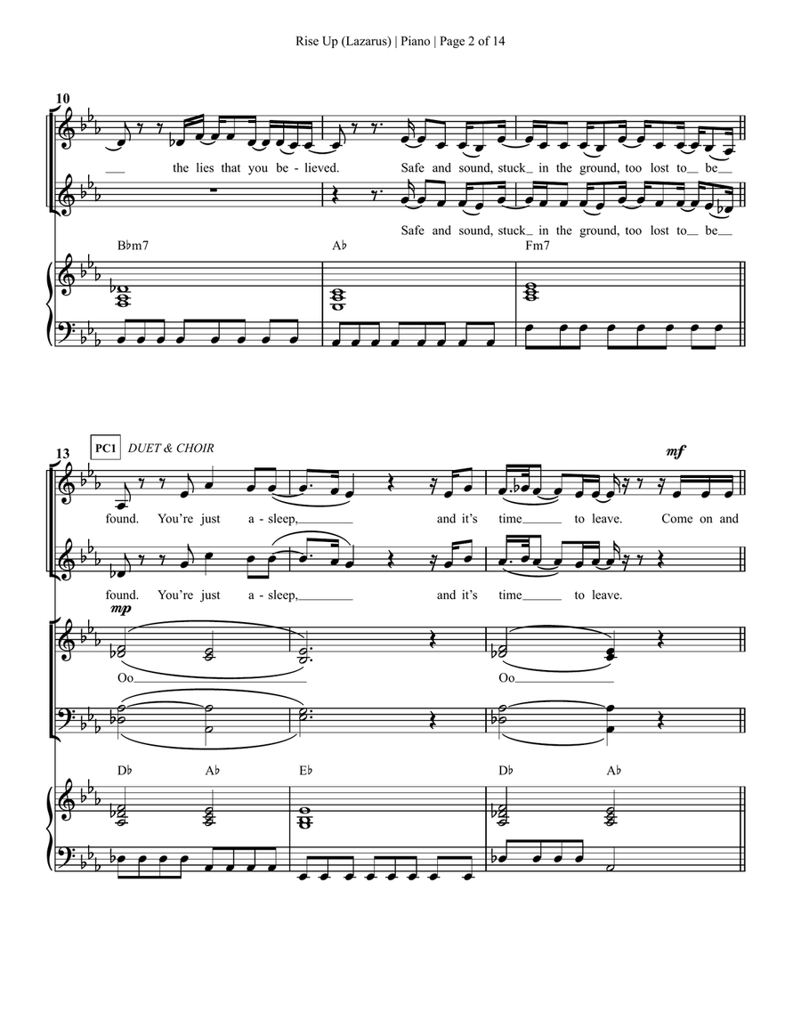 Rise Up (lazarus) 4-Part scores gallery preview page 3