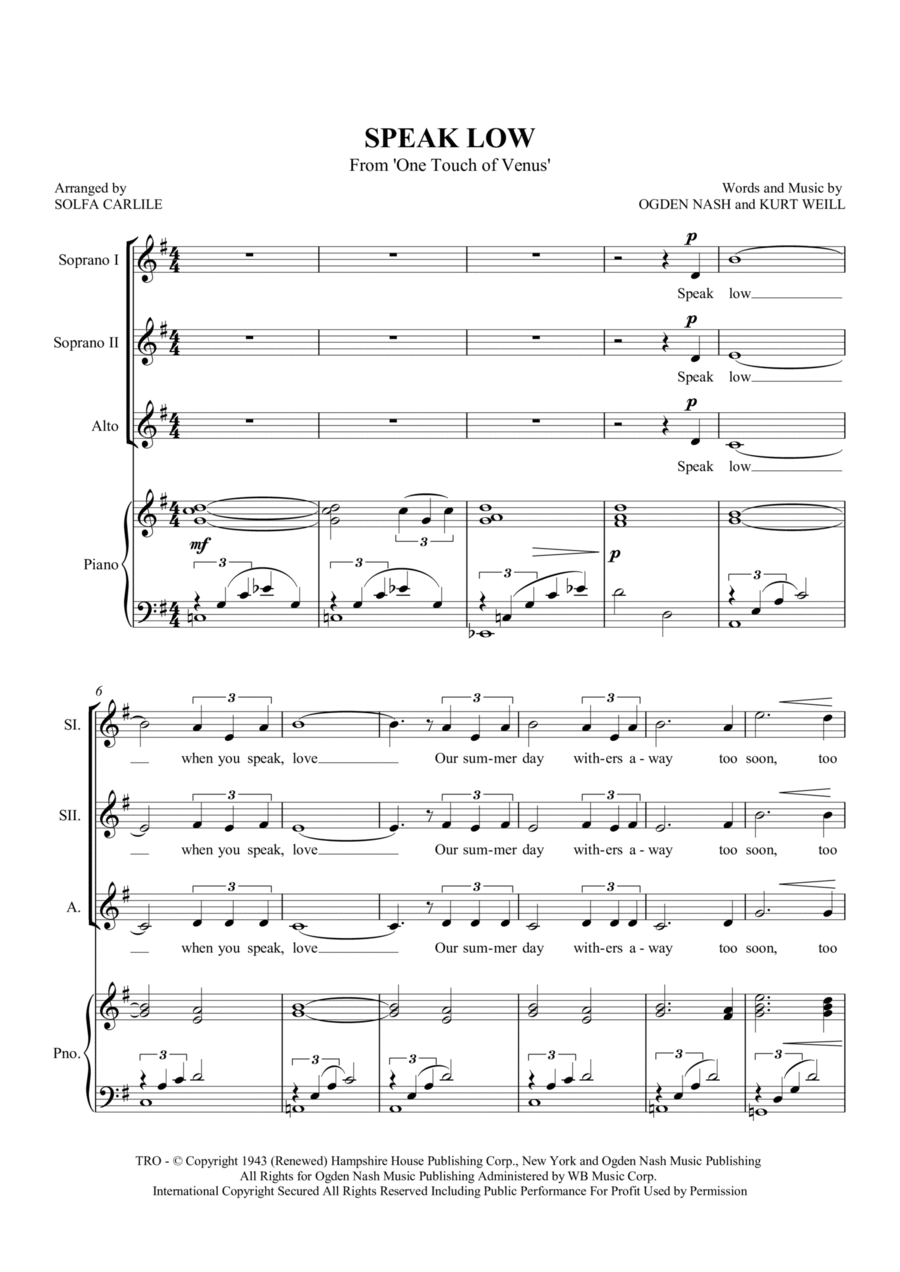 Speak Low SSA scores gallery preview page 1