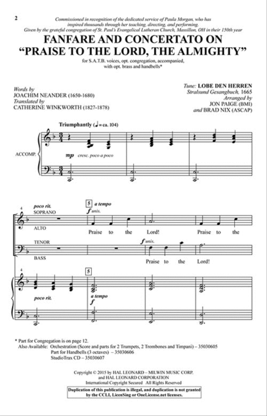 Fanfare and Concertato on “Praise to the Lord, the Almighty” 4-Part scores gallery preview page 2