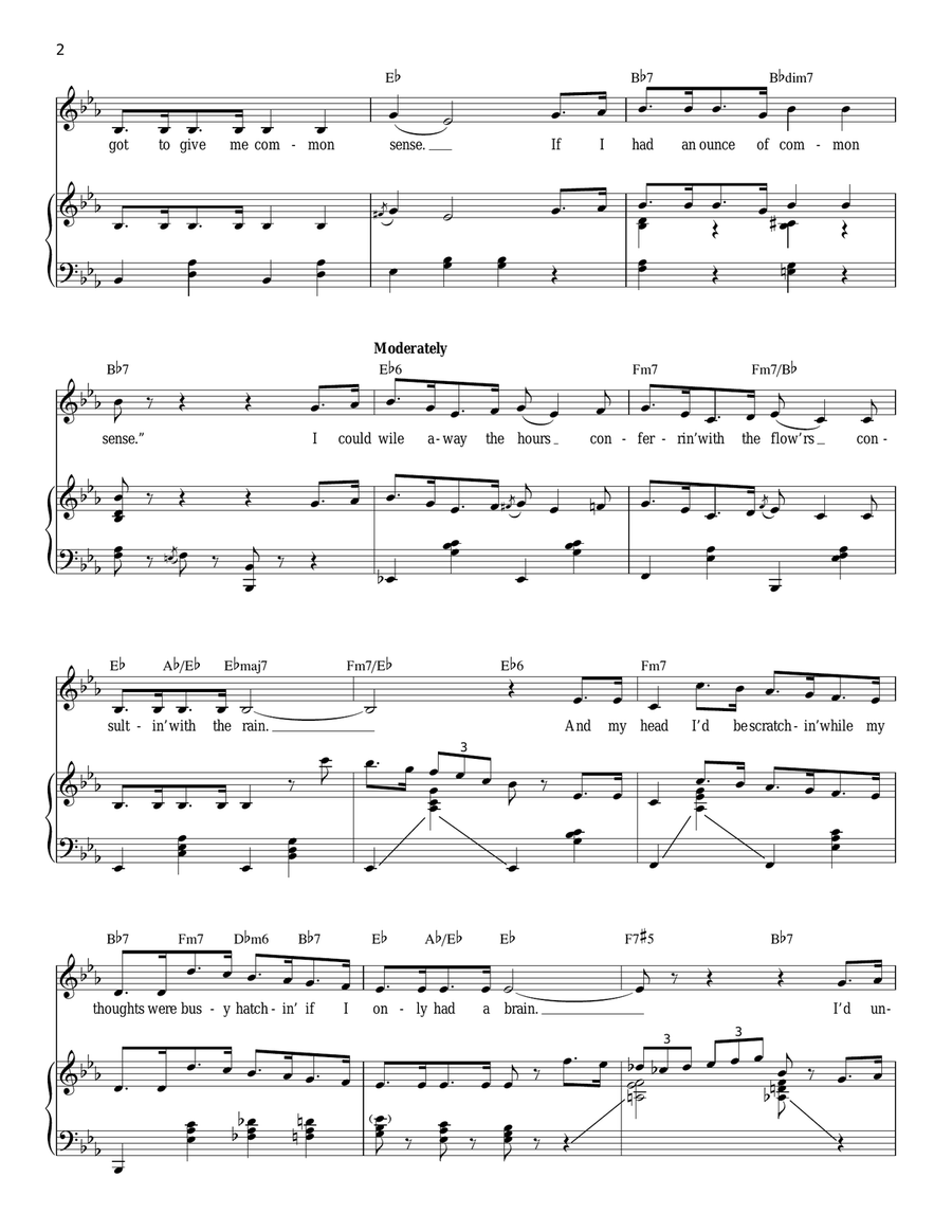 If I Only Had A Brain Piano, Vocal scores gallery preview page 2