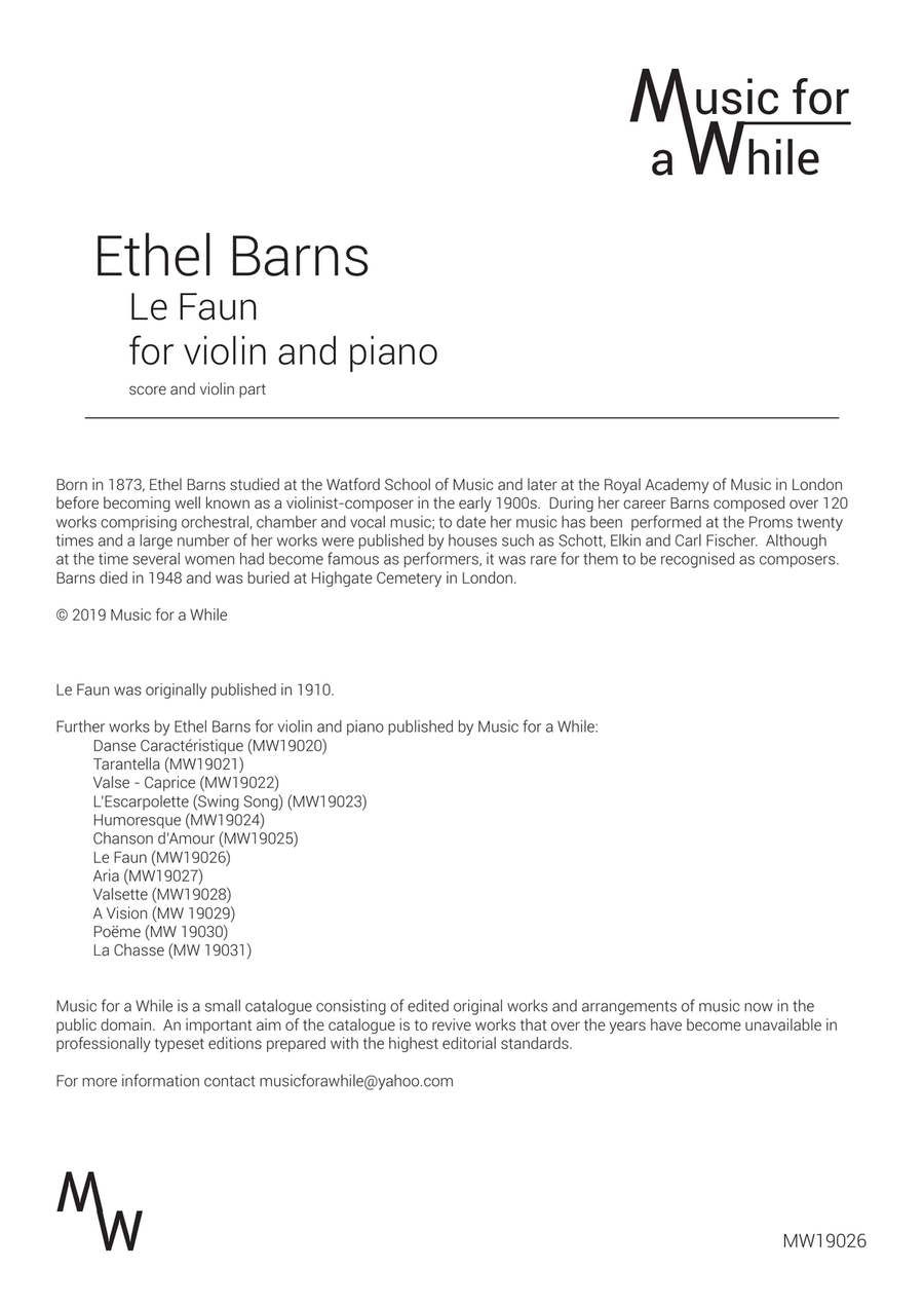 Ethel Barns - Le Faun for violin and piano Violin Solo scores gallery preview page 1