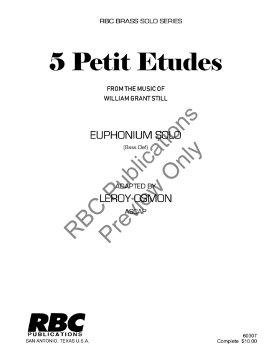 Five Petit Etudes Euphonium Or Baritone B.C. Five Petit Etudes Euphonium Or Baritone B.C. Baritone Horn BC scores gallery preview page 2