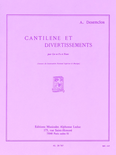 Cantilene Et Divertissements (horn & Piano)
