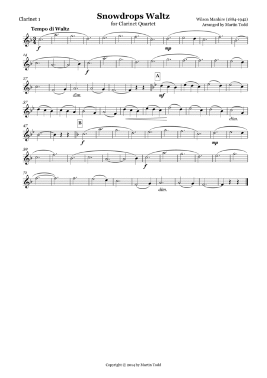 Snowdrops Waltz for Clarinet Quartet Clarinet Quartet scores gallery preview page 3