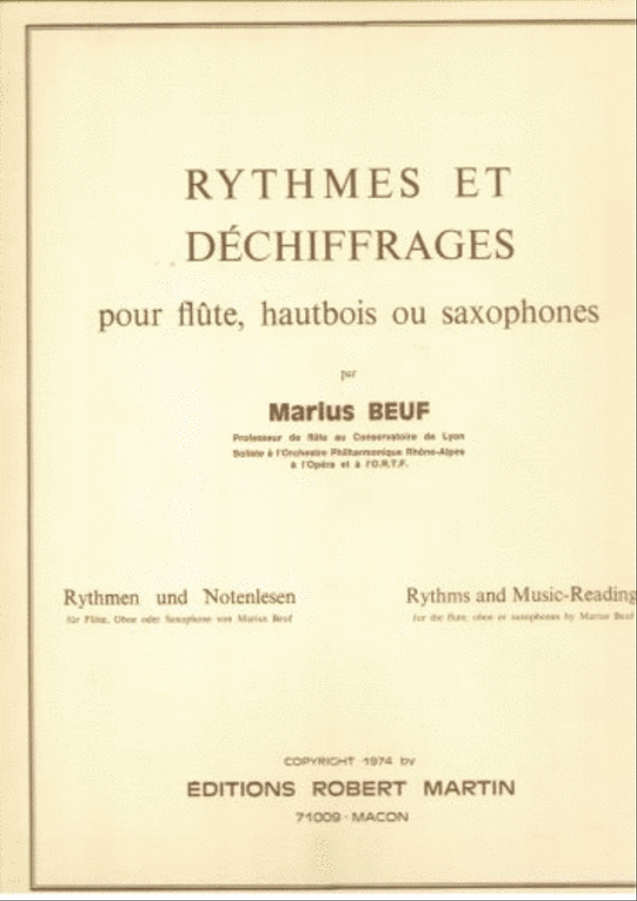 Rythmes et déchiffrages Saxophone Solo - Sheet Music
