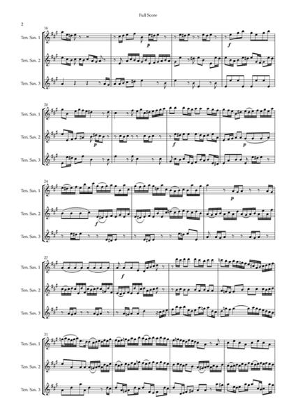 Brandenburg Concerto No. 3 in G major, BWV 1048 1st Mov. (J.S. Bach) for Tenor Saxophone Trio image number null